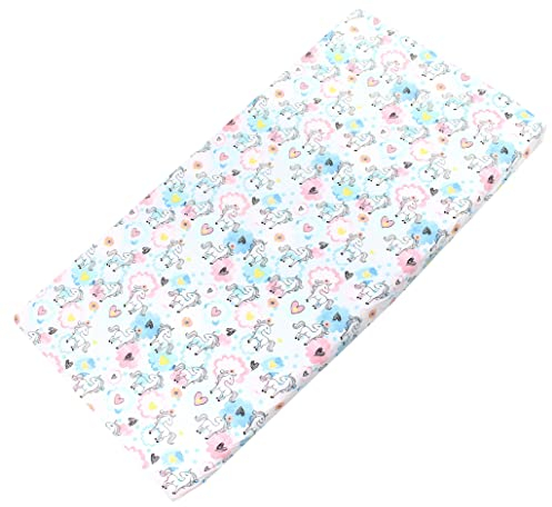 TupTam Baby Spannbettlaken Kinder Spannbetttuch für Babybett Kinderbett Gemustert, Farbe: Einhorn Rosa/Blau, Größe: 70 x 140 cm