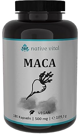 Maca Extrakt 25:1-1500mg Tagesdosis - 180 Kapseln - deutsche Produktion - Vegan - Labor Geprüft