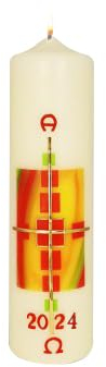 Kopschitz Kerzen Osterkerze modernes Motiv, rot-gelb 270 x Ø 70 mm