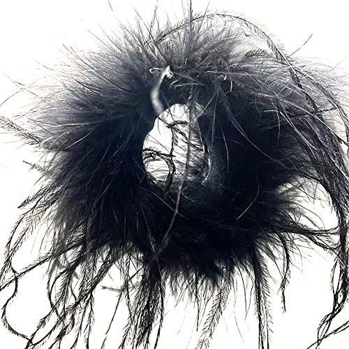 Uposao Damen Feder Manschetten,Elegante Natürliche Straußenfeder Manschetten Handgelenk Armband mit Federschmuck Knöchelmanschette Haar-Accessoire Pelzarmband für Kostüm Party Halloween,Schwarz