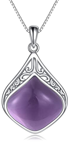 YAFEINI Amethyst Kette Sterling Silber Irischer keltischer Filigran Tränen Anhänger Halskette Schmuck Geschenke für Damen Mädchen Mutter Tochter
