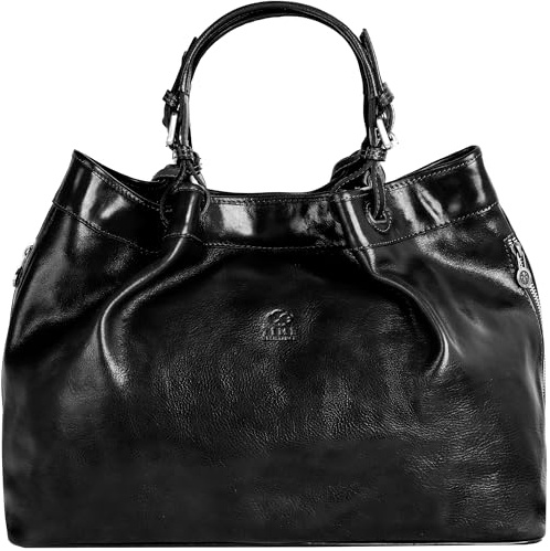 Time Resistance Schultertasche Damen - Handtasche aus Leder - Made in Italy - Tragetasche - Businesstasche - Tasche für Damen