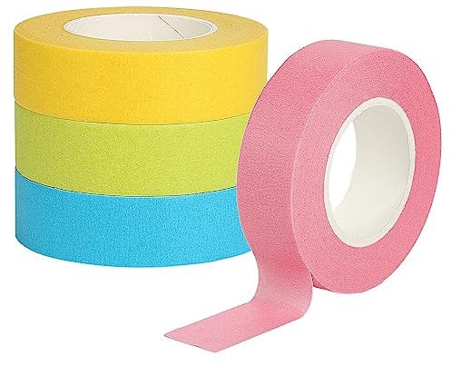 PEAKTOP 4 Coloured Tape Sticky for Craft, 19mm Color Masking Tapes Rolls Set, Wide Writable Rainbow Tape, Colorful Paper Painters Tape, Leaves No Residue for Art, Packing, Diy Decorative, 65 Ft