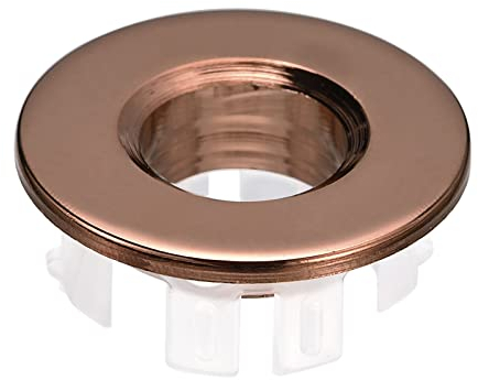 sourcing map Sink Trim Overflow Cover, Sink Overflow Rings Bathroom Kitchen Basin Drain Cover Hole Insert in Round Caps, Rose Gold