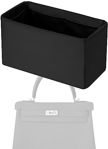 XYJG Seide Handtasche Einsatz Organisator für Hermes Kelly Pochette/Mini/20/25/28/32/35/40 Taschen, Luxuriöser Tasche Tote Einsatz, Behalten Sie die Form der Tasche bei(KL25,Schwarz)