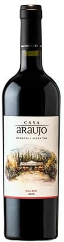 Casa Araujo varietal Malbec. Vino rosso fermo prodotto con uve 100% Malbec argentino. Annata 2020, gradazione 13,5% vol. Bottiglia da 750 millilitri
