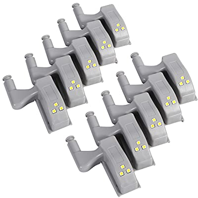 Socobeta 10PCS Hinge Led Sensor Light Universal Hinge Led Lights for Closet Cupboard Wardrobe Kitchen Cabinet Night Light (Warm White) Lighting Supplies
