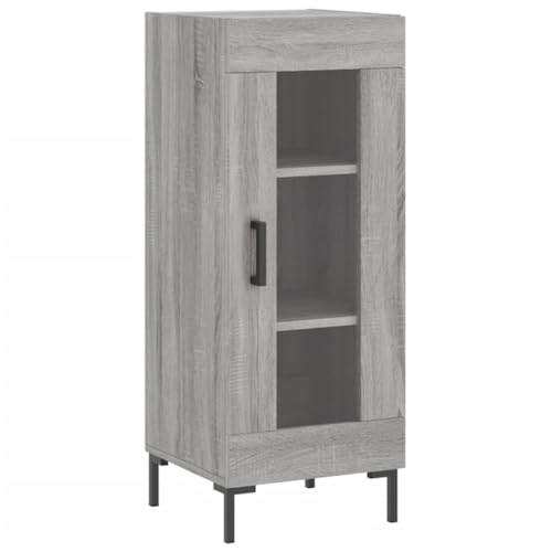 vidaXL Sideboard, Kommode mit viel Stauraum, Beistellschrank Anrichte für Wohnzimmer, Schrank Mehrzweckschrank Glas-Tür, Modern, Grau Sonoma Holzwerkstoff