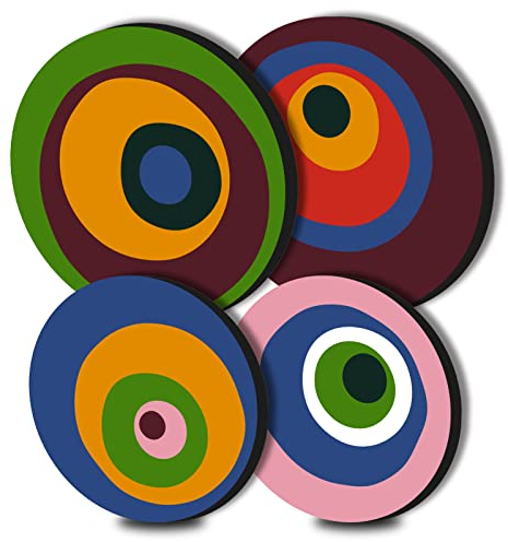Eyes Round Metal Hob Covers Set of 4 Stove Cooker Hob Covers for Cookers Gas Stove Protector Cookware Accessories Modern Cooktop Decor