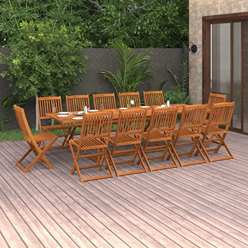 Homgoday Gartenmöbel Set 13-TLG. Sitzgruppe Garten Essgruppe Gartengarnitur Sitzgarnitur Gartentisch mit Stuhl Balkonmöbel Essgruppe Gartenset Akazie Massivholz