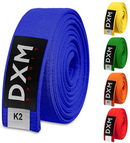 DXM SPORTS BJJ Jiu Jitsu Gürtel – Taekwondo Karate Gürtel – Kampfsport Uniform Rangliste Judo Gürtel doppelt genäht für Kinder Erwachsene, Blau, 240cm