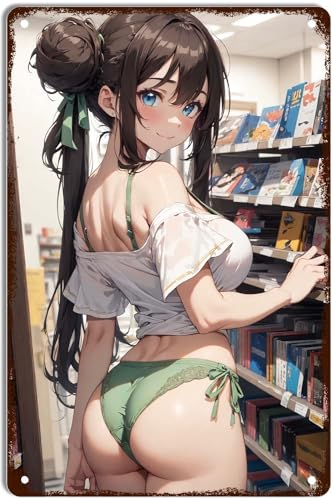 NANDEZ Metall-Blechschild, sexy Anime-Girl-Poster für Schlafzimmer, Männerhöhle, Wohnzimmer, Küche, Café, Bar, Badezimmer, Bar, Büro, Club, Kunst, Wanddekoration, Vintage-Schild, Geschenk, 20,3 x 30,5