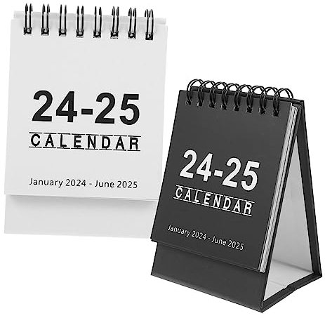 EXCEART Jahresplaner Kalender Tisch 2pcs Monatskalender für Schreibtisch Haushalt Stehkalender Papier Metall Bürobedarf
