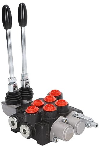 Hydraulic Valve 2 Spool Hydraulic Directional Control Valve, Double Acting Valve for Tractor Loader Trailer P40-2OT, for Small Tractors, Tractors, Loaders, Log Splitter