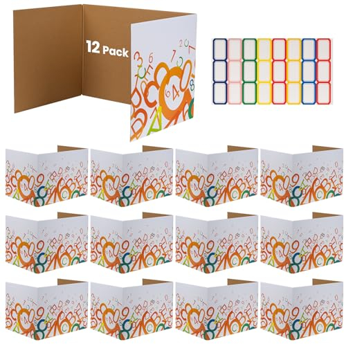 SIYOMG 12 Stück Trennwand für Schreibtisch Lernbüro Grundschule 45 x 33 x 33 cm Faltbare Schreibtisch-Trenner, Sichtschutz Schreibtischpanel