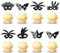 Arthsdite 24Pcs Masquerade Masks Cupcake Toppers Bachelorette Party Mask Cupcake Food Fruit Picks Masquerade Mardi Gras Party Baby Shower Birthday Party Cake Decorations Supplies - Black Glitter
