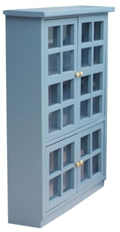 Toyvian -Schrankmodell Puppenhaus-DIY-Spielzeug Puppenhausmöbel kleinmöbel Hand deko Wohnkultur Vitrine -Hausschrank Mini-Küchenmöbel Dunst blau Schrank im Haustyp vorgeben