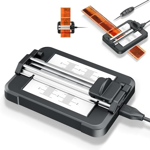 35 mm Filmschneider, Negativ Diafilmschneider mit 11 Stufen Einstellbarer LED Hintergrundbeleuchtung, USB C betriebener Diafilmschneider für 35 mm Film und 120 Mittelformat