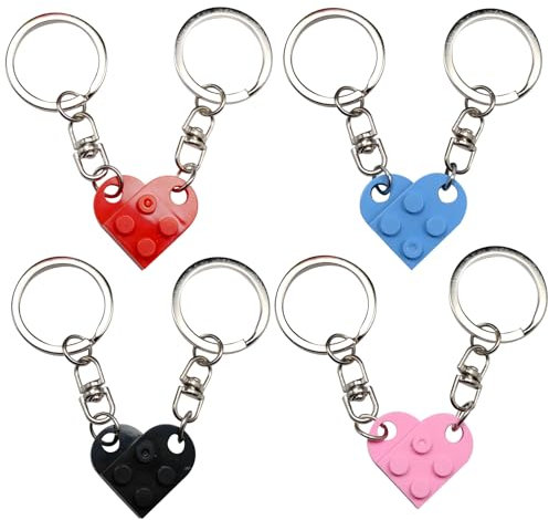 DKDDSSS 4 Pieces Portachiavi Coppia Cuore, Mattoncini Portachiavi, Portachiavi Coppia, Regali di Anniversario per Lui o Lei, per Ragazzi e Ragazze