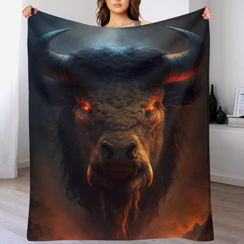 Dämonischer Bison Decke Sofa Decken, Falten Beständig Flannel Decke Für Couch Home, Weich Und Warme Wohndecke Flauschig Sofadecke, Tagesdecke Oder Couchdecke （130×180cm）