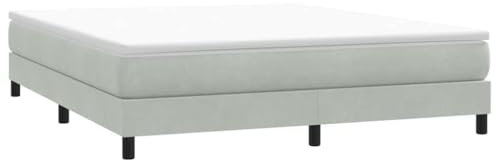 vidaXL Boxspringbett ohne Matratze Hellgrau 180x220 cm Samt, Bett, Bettgestell, Doppelbett, Schlafzimmermöbel, Bettrahmen, Samtbett, Polsterbett