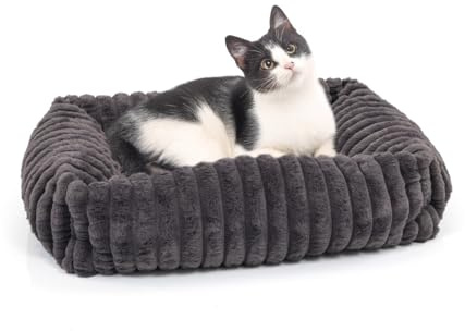Wallace & Jones | Katzenbett Mary - Breitcord Optik - anthrazit | M | ca. 71 x 58 x 18 cm