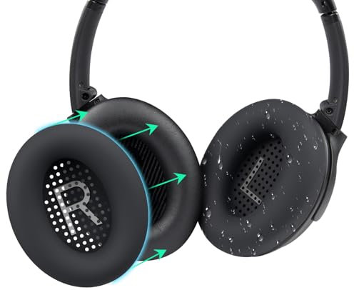 SOULWIT Silicone Earpads Cover for Bose QuietComfort QC35/QC25/QC15/QC2/NC700/QC45/QC Ultra SE SC/New QC/AE2/SoundLink/SoundTrue Headphones, Sweat-Proof Ear Pads Cushion Protector - Black