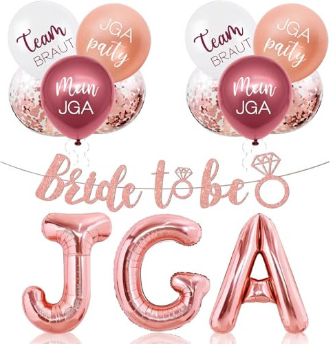 Jga Deko Frauen, Roségold Bride to Be Deko Jga Set mit Jga Luftballons und Bride to Be Girlande, Junggesellenabschied Frauen Deko, Jga Ballons für Verlobung,Bachelorette,Jahrestag,Hochzeit Party Deko
