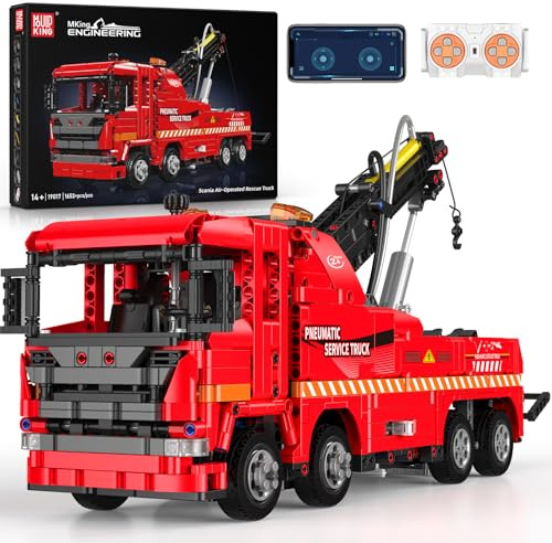 Mould King 19017 Technik Scania Druckluft-Rettungsfahrzeug LKW Bausatz, Ferngesteuertes Motor-Modell mit über 1653 Bausteinen, Konstruktionsspielzeug für Sammler