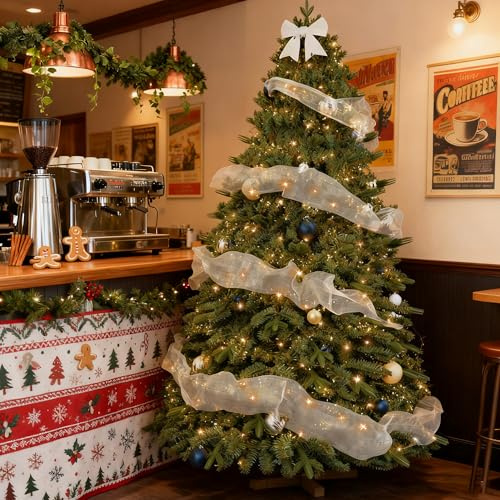 Soontrans Arbol de Navidad 210cm, Árbol de Navidad con Luces Led, Soporte Madera, Oxford 600D Saco de Almacenamiento, Material PVC y PE, Frondoso, para Tiendas, Salones, oficinas, Interior Exterior