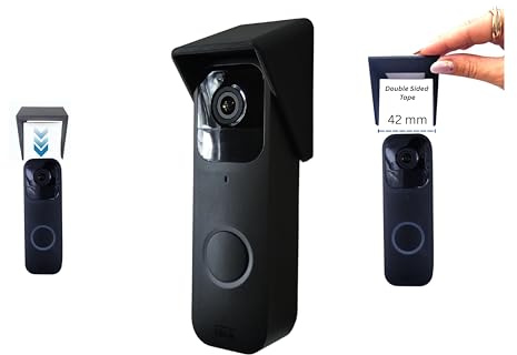 Decorative Rain and Sun Cover — Compatible with Blink Video Doorbell 1st Generation (42 mm Width Only) — Weatherproof Anti-Glare Protective Housing — Flat (Black)