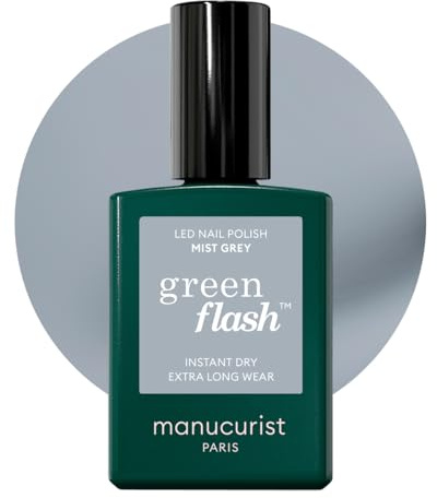 Manucurist Green Flash™ Gel Nagellack Leicht Gedämpftes Blau Mist Grey | Nägel Selber Machen für UV Lampe Nägel - Professionelle Maniküre - UV Lack, 12-Free Lack, Bio-basiert