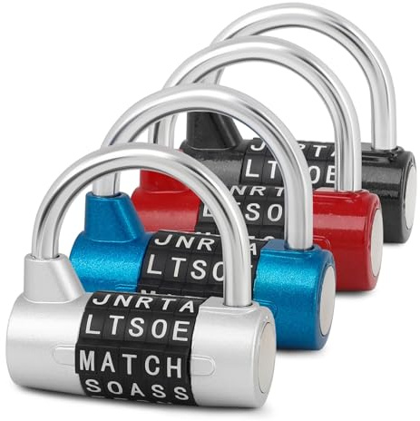 4 candados de combinación de 5 letras, cerradura de letras reiniciables, candado de seguridad antirrobo resistente sin llave para gimnasio, taquilla escolar, caja de herramientas, armario, valla de