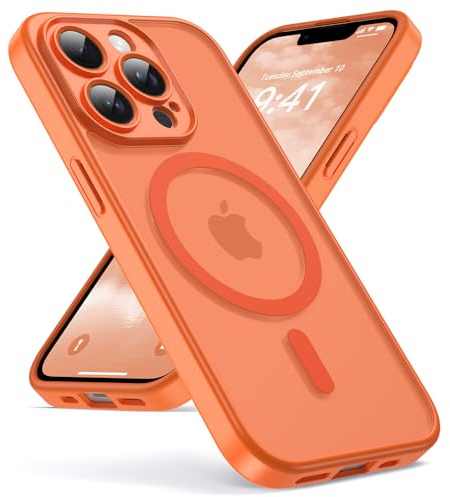 Oududianzi - Magnetica Cover per iPhone 13 Pro Max Magsafe, Arancione