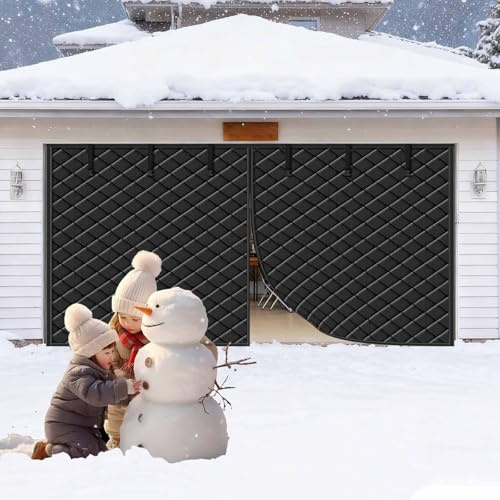 Rideau thermique pour porte, Rideau de porte à isolation thermique magnétique, for portes de garage, plusieurs tailles multicolores(Black,W213xH290cm)
