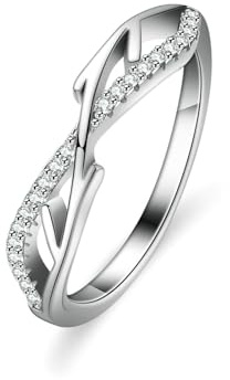 Tolldek Weißgold Au 375/585/750 Freundschaftsringe, Zweigstelle Trauringe mit Diamant Echtschmuck, 9K/14K/18K Weiß Gold Solitärring, Gr.47-65