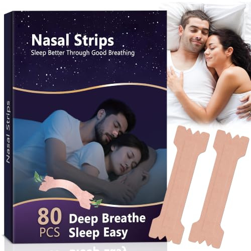 80 Stück Nasenpflaster für Besser Atmen, Nase Strips für besseren Schlaf & Sport, Nasal Tape für Männer und Frauen (66 x 19 mm)