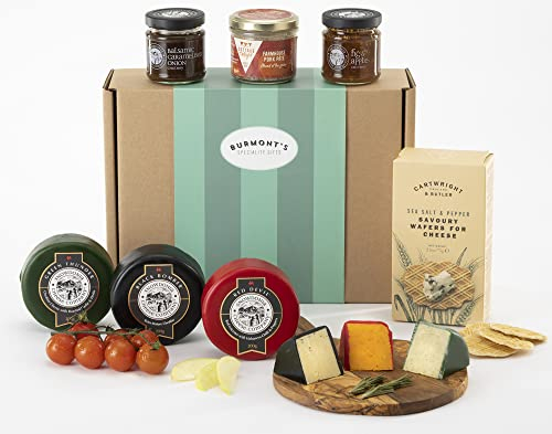 Snowdonia Cheese Company Gift Box Containing Three, 200g Truckles, Chutneys, Farmhouse Pate & Wafers. Hamper Exclusive To Burmont's