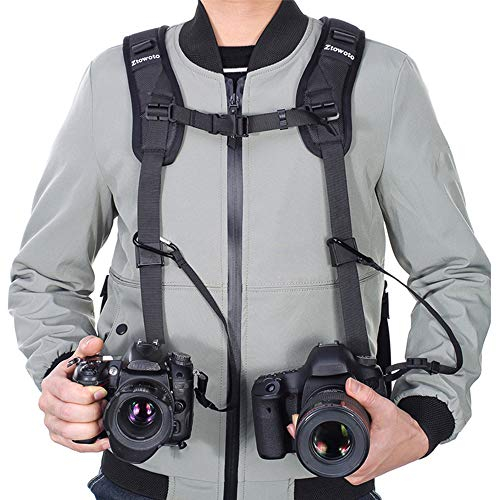 Ztowoto Harnais de sangle d'appareil photo à double épaule sangle d'attache double caméra réglable à dégagement rapide avec attache de sécurité pour appareil photo reflex reflex numérique (ZTOWOTO)