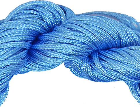 Perlin Makramee Garn Blau 1 mm 30 m Nylon Knotenband Fuer Schmuck DIY | Gleichmaessig fuehrbare Schnur fuer Knoten Flechtarbeiten Auffaedeln und dekorative kreative Handarbeitsprojekte