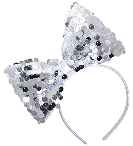 PARTY DISCOUNT Haarreif Pailletten Schleife, silber