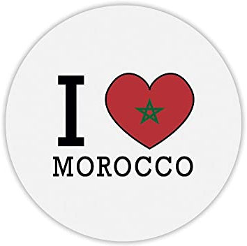 Tapis de Souris Rond i Love Drapeau Maroc