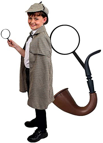 I LOVE FANCY DRESS LTD Conjunto DE Disfraz DE Sherlock Holmes Deluxe con Sombrero Semana del Libro O Disfraces DE Halloween (Sombrero + Capa + Pipa + Lupa - X-Grande)