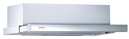 APELSON Hotte Air 202 600 INOX/L télescopique avec 3 niveaux d'extraction, panneau de commande coulissant, 2 moteurs, éclairage LED, niveau sonore 60 dB, largeur 60 cm, couleur inox