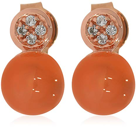 XEN Ohrstecker mit Peach Mondstein und Weißtopas ca. 3,77 ct. rosèvergoldet