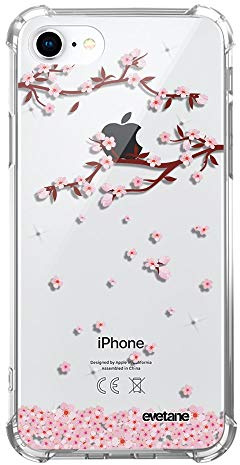 Evetane - Silikon-Schutzhülle kompatibel mit iPhone 7/8/iPhone SE 2020/2022 – weicher und verstärkter Schutz – Ecken stoßfest – dünn und transparent – Rückseitenschutz – Blumenfall