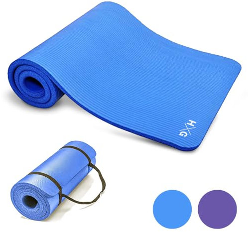 HxG. Esterillas de Yoga Pilates Fitness para gimnasio en casa antideslizante, alfombra suave y cómoda para hacer ejercicio (azul NBR)