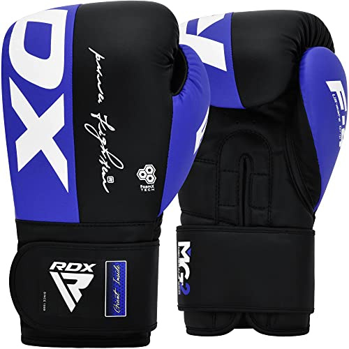 RDX Boxing Gloves, Maya Hide Leather Training Gloves for Muay Thai, Kickboxing, Sparring, Punch Bag, Punch Bag, Kickboxing Gloves, Martial Arts Training, Home Gym, Men, Women, 4 6 8 10 12 14 16 oz