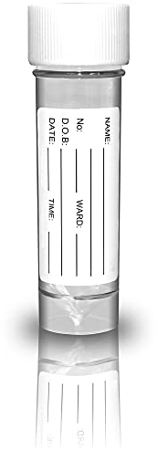 RE-GEN 50Pcs, 30ml Transperant Plastic Specimen Sample Liquid Container Pots - Secure Screw Top Lids, Clear Identification Label Markers