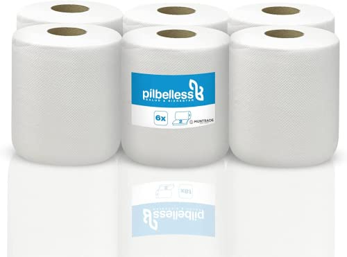 Lot de 6 rouleaux de papier essuie-tout 2700 feuilles 100 m/rouleau | Papier essuie main blanche pure ouate | Usage professionnel haute résistance et grande absorption.